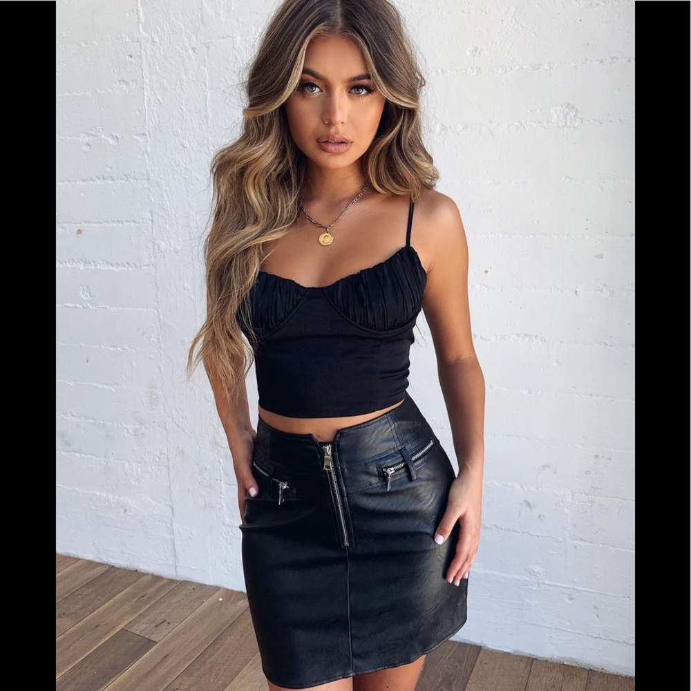 { TIGER MIST } “Lennon” Vegan Leather Skirt  SMALL